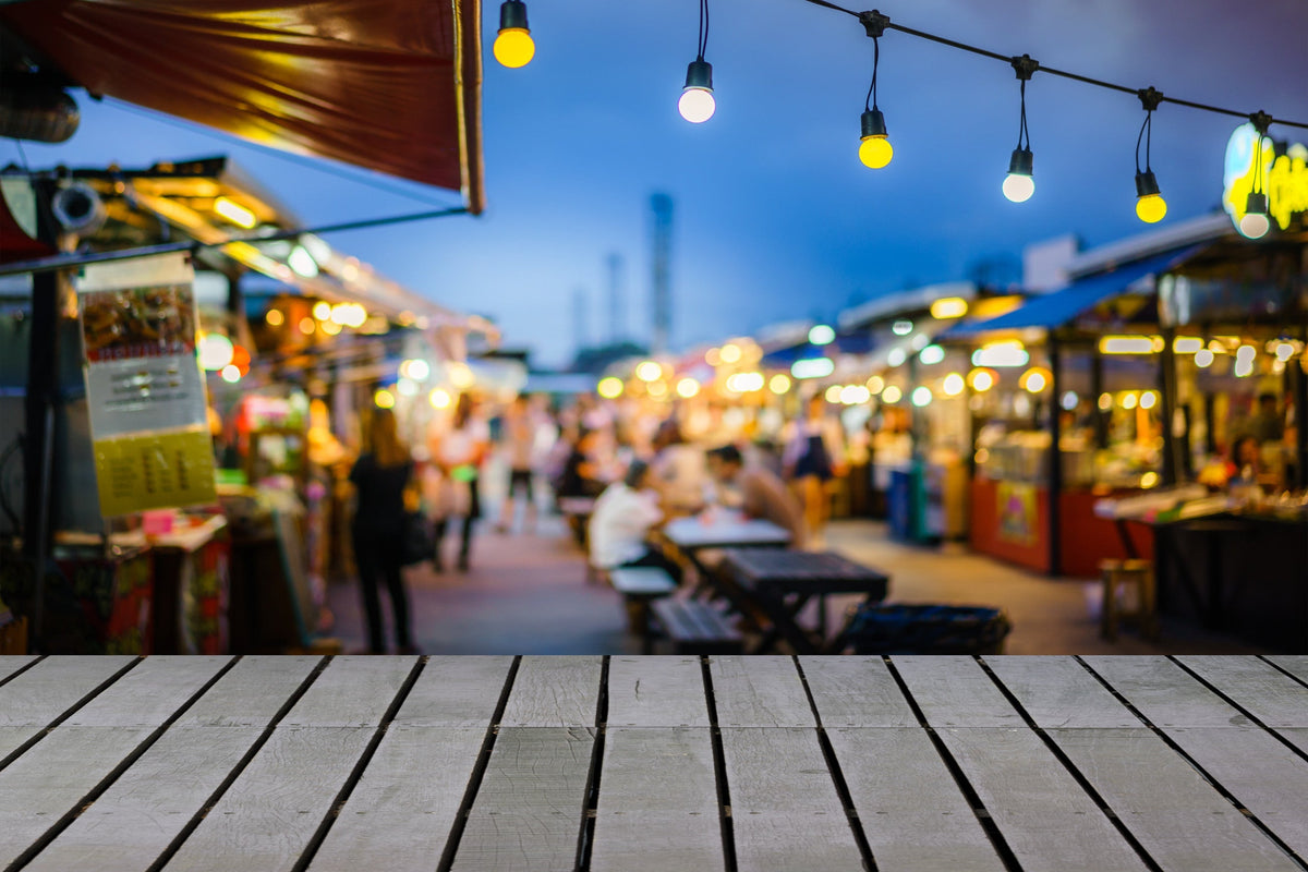 night market with blur people, Festival and holiday